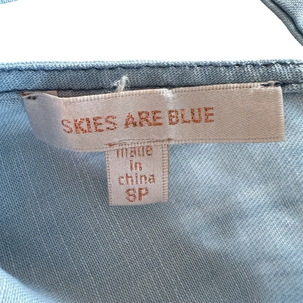 Skies Are Blue Light Blue Chambray 100% Tencel V-Neck Tank Top S - Picture 7 of 11